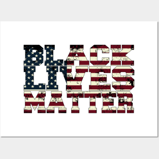 Black Lives Matter Take a Knee BLM USA Grunge Flag Text Posters and Art